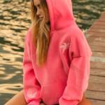 pink palm puff hoodie